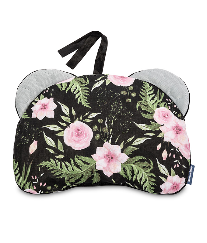 Velvet Pushchair Pillow – flowers black