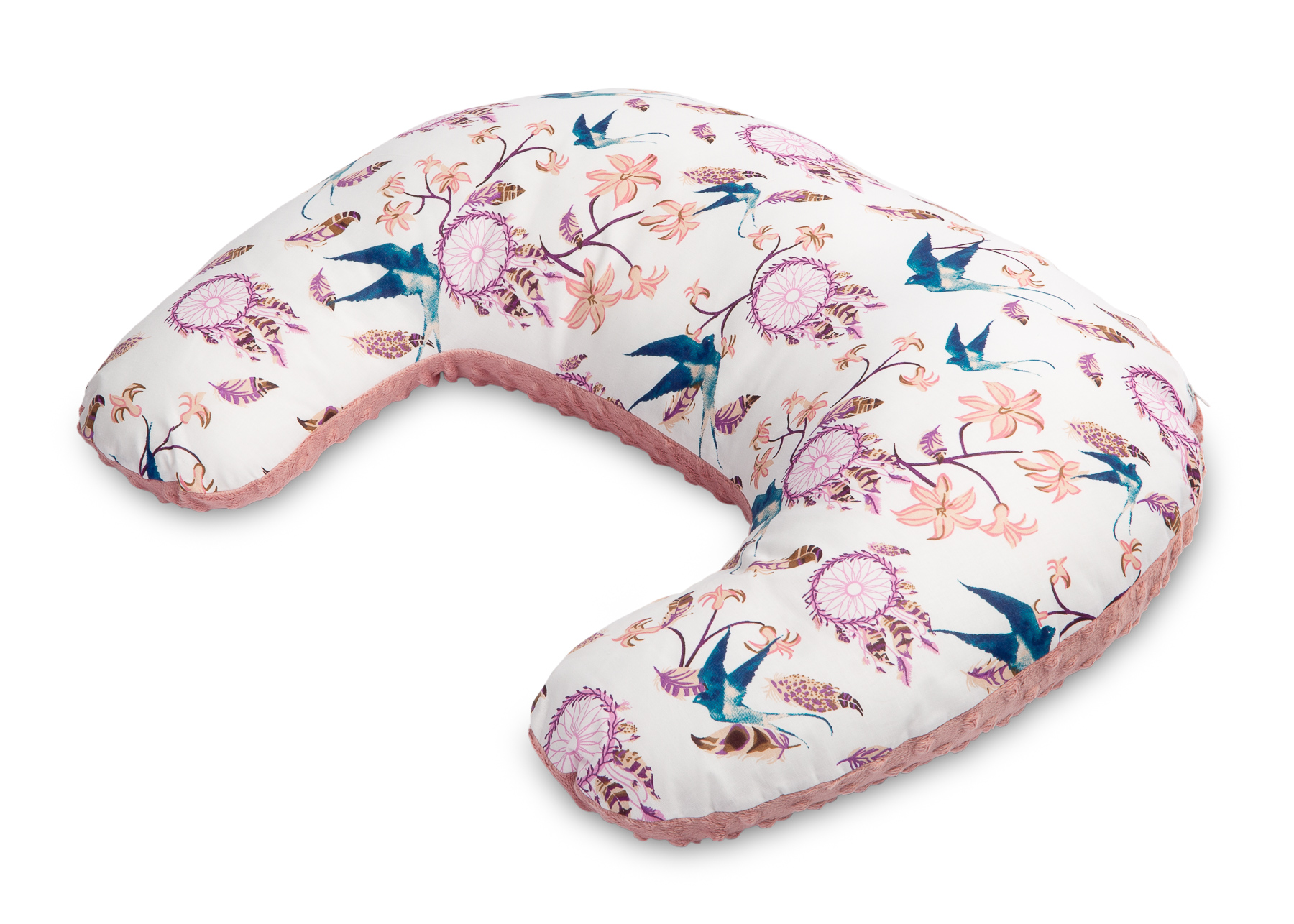 Minky Pillow for Feeding – birds pink