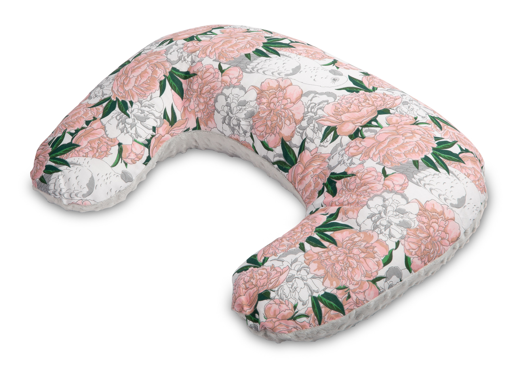 Minky Pillow for Feeding – flowers grey