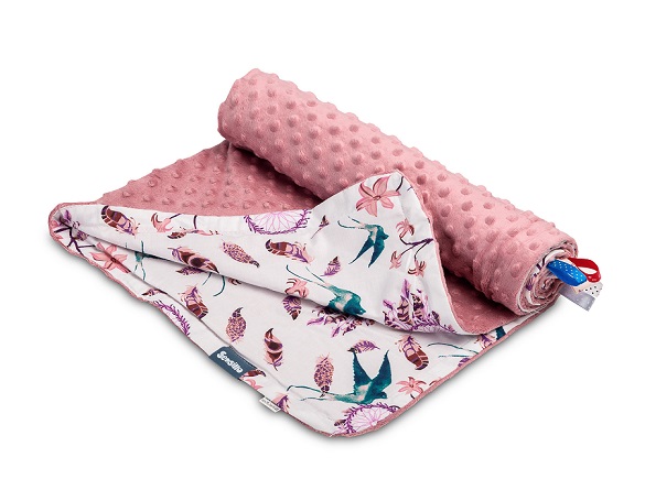 Light Minky Blanket – birds retro pink