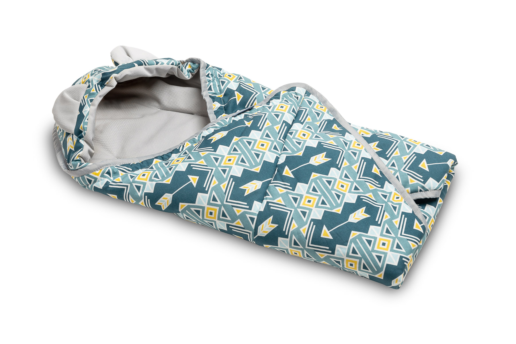 Velvet carry-cot swaddle blanket – ornament navy blue