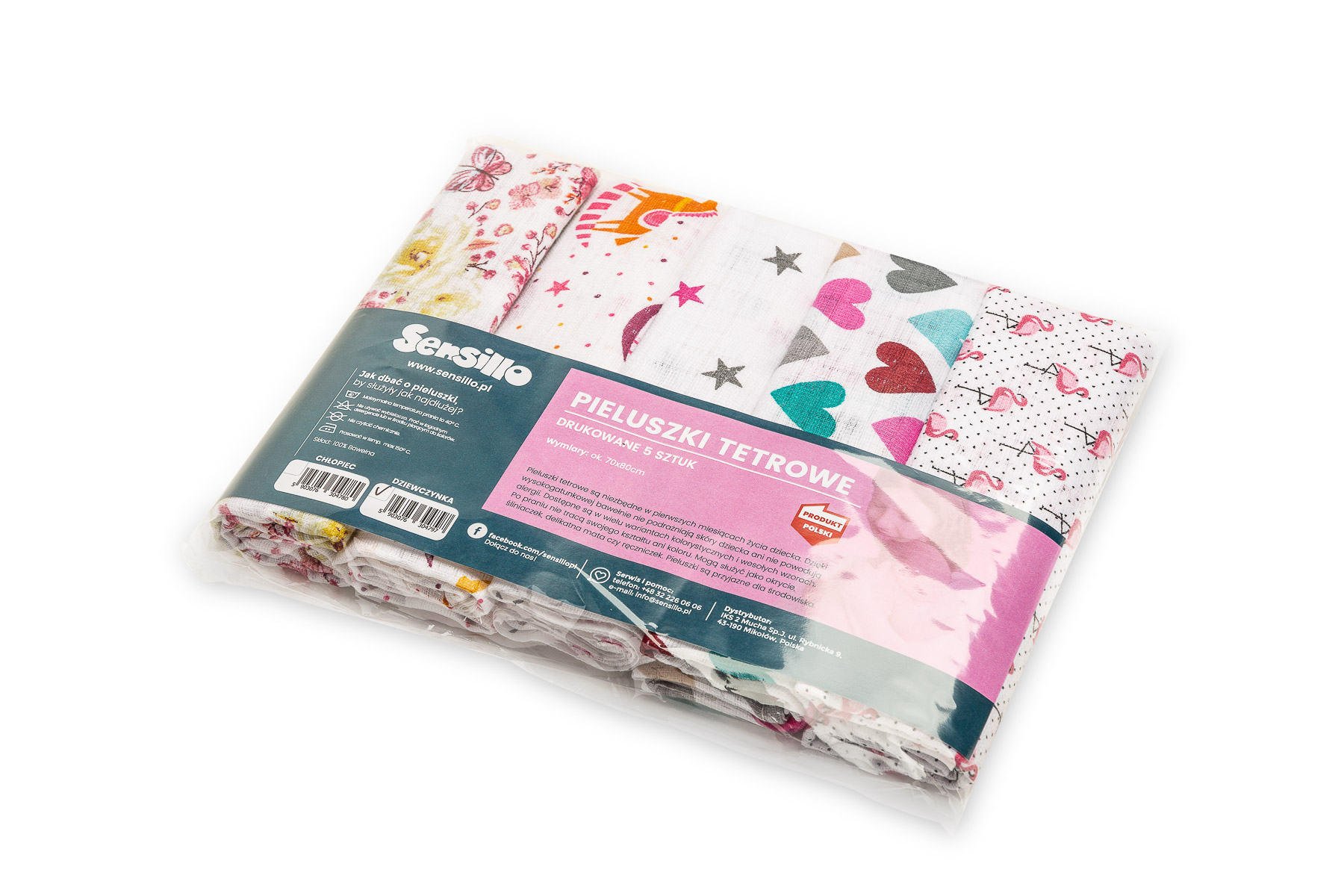 Overprinted tetra diapers 5-pack – girl