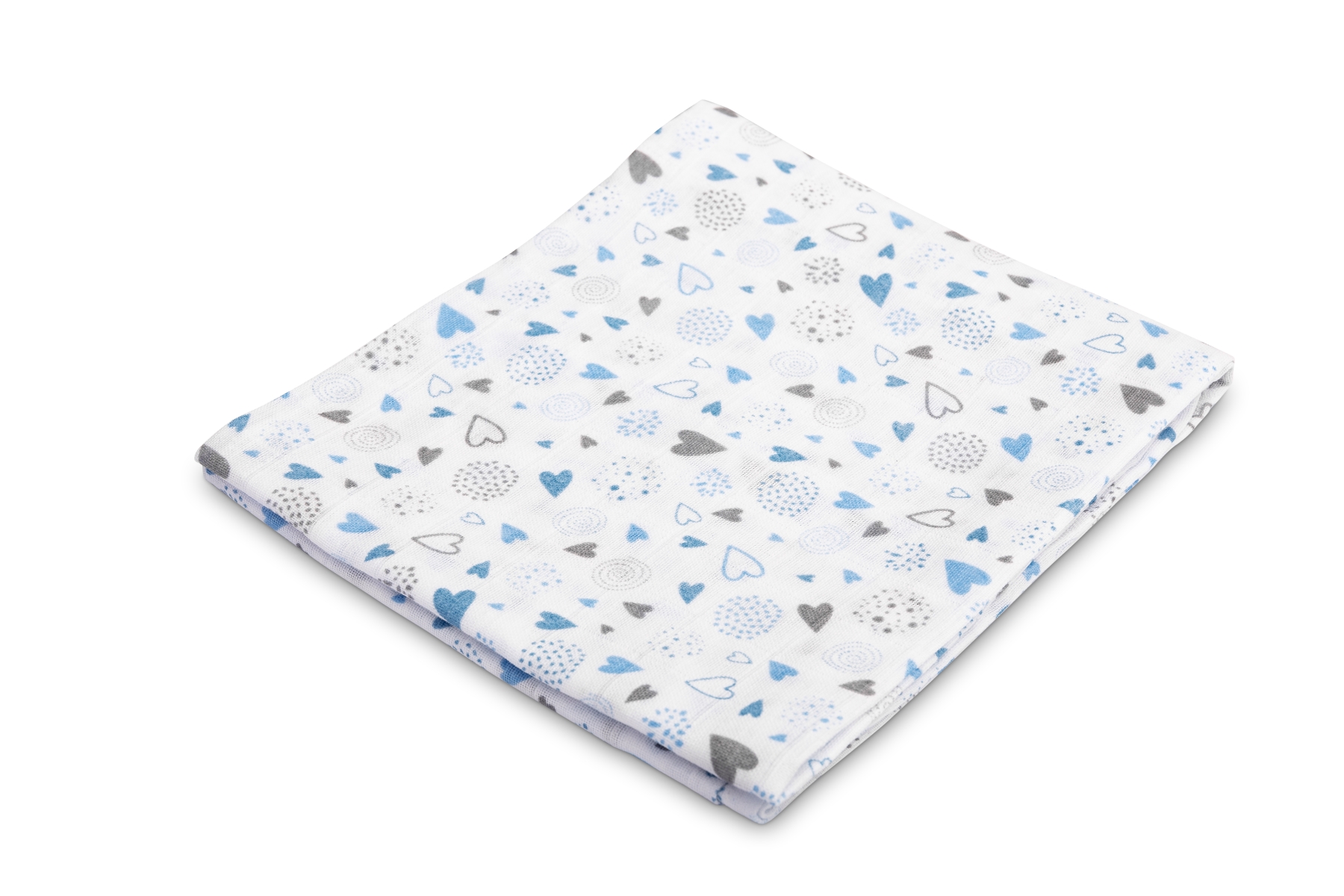 Muslin diaper – hearts grey-blue