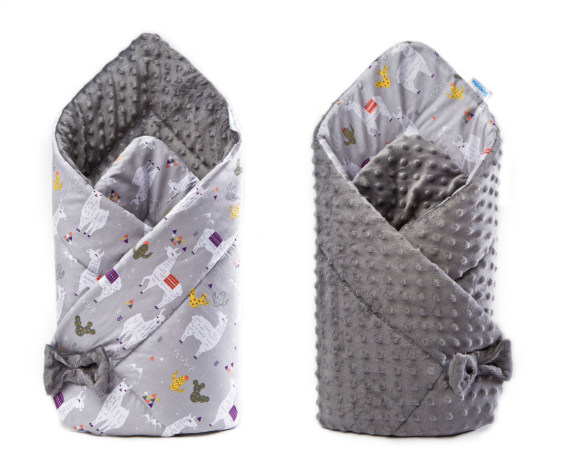 Minky Baby Nest Cone Wrap – llamas grey