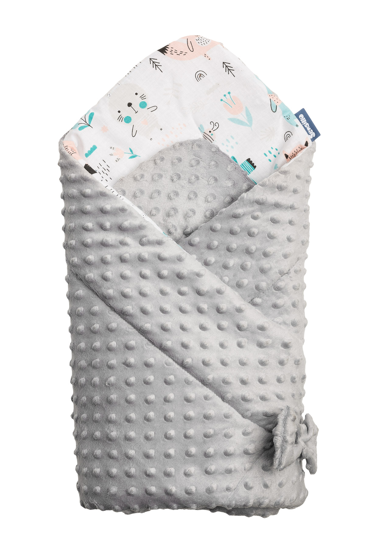 Minky Baby Nest Cone Wrap – animals light grey