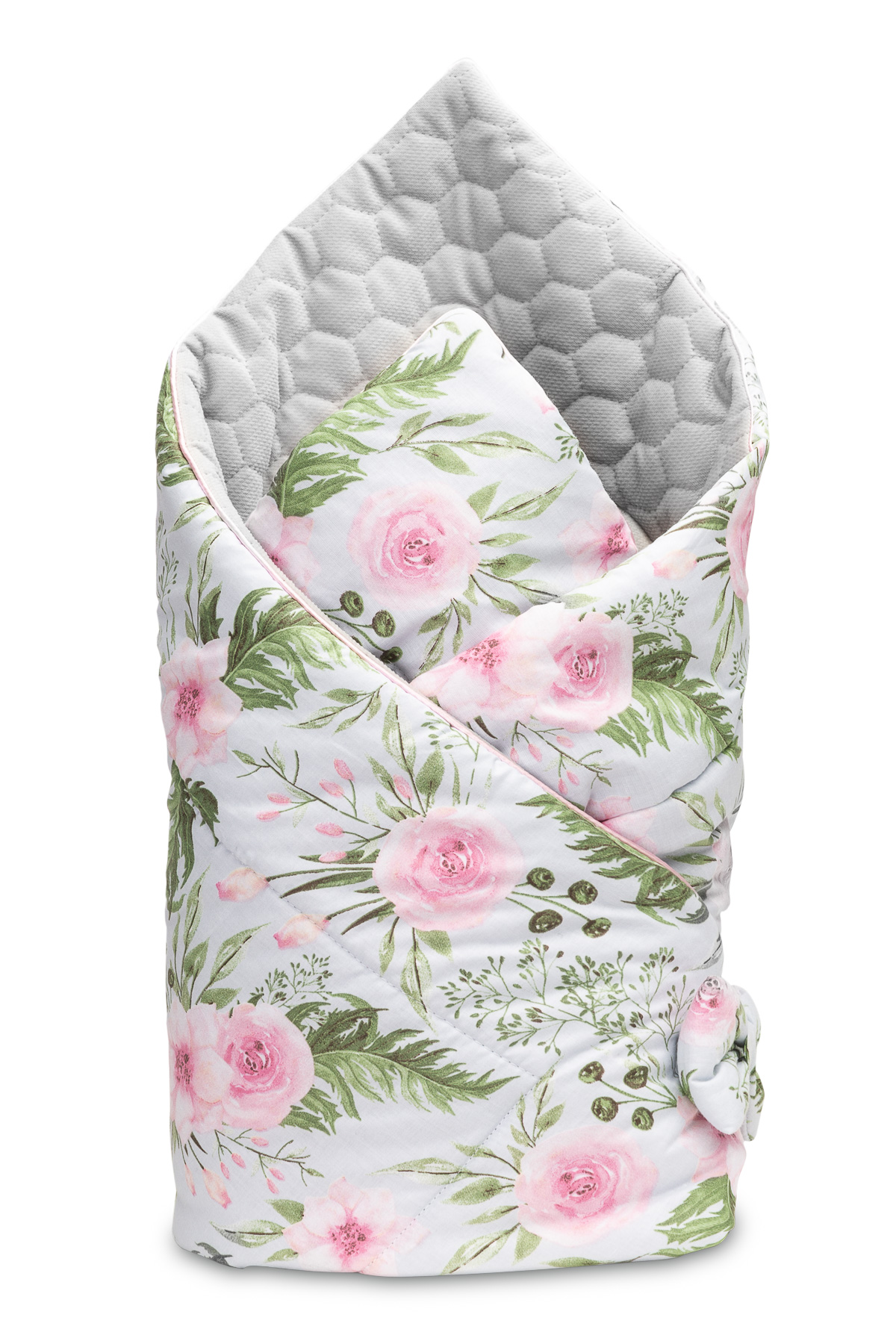 Velvet Baby Nest Cone Wrap – flowers grey