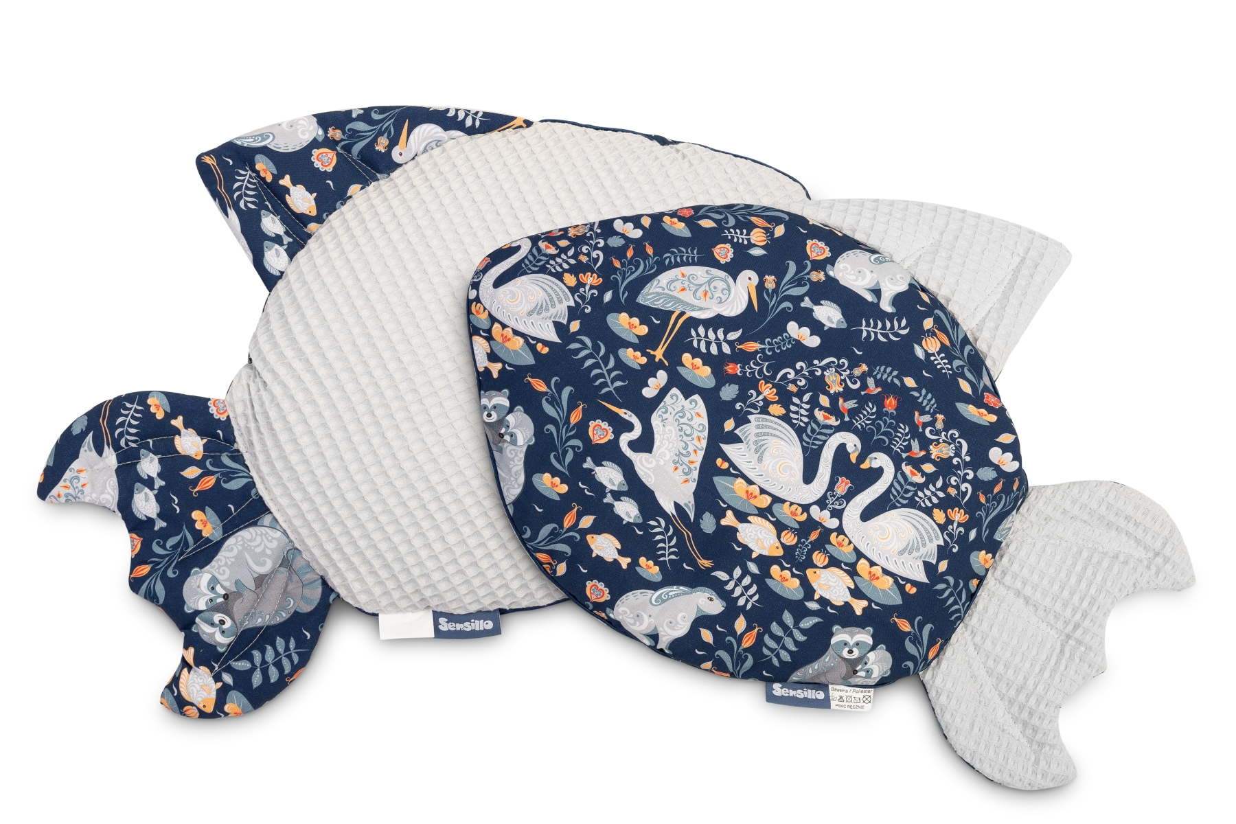 Fish Waffle Pillow – fauna flora grey