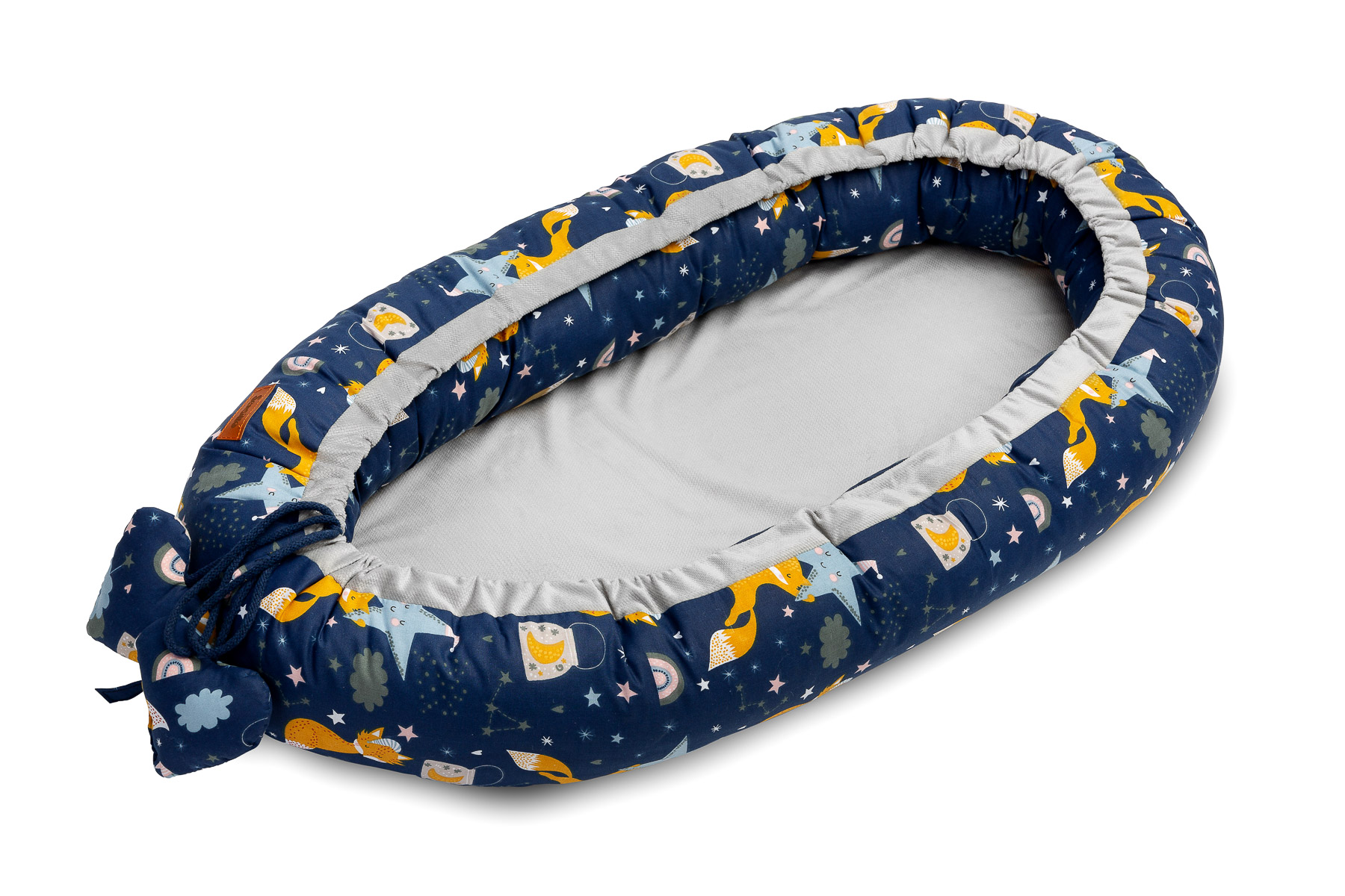 Velvet Baby Nest/baby Cocoon – navy foxes