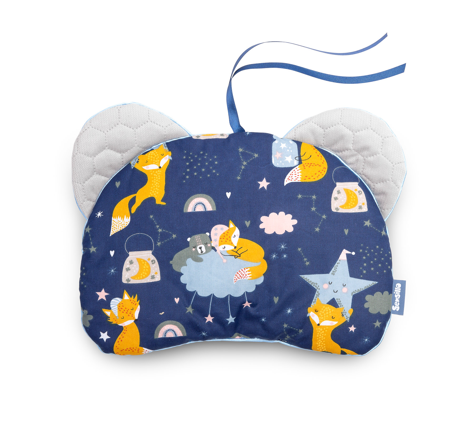 Pushchair pillow Bear – Velvet/navy foxes