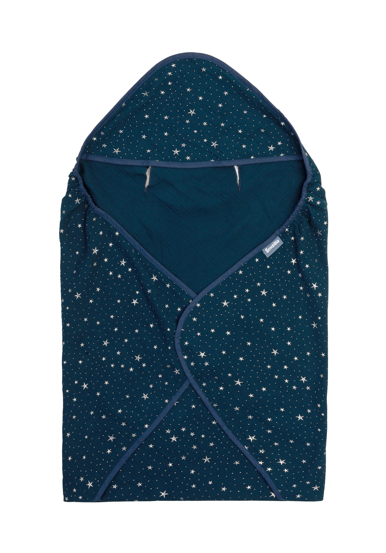 Child seat muslin swaddle blanket for summer – navy blue stars