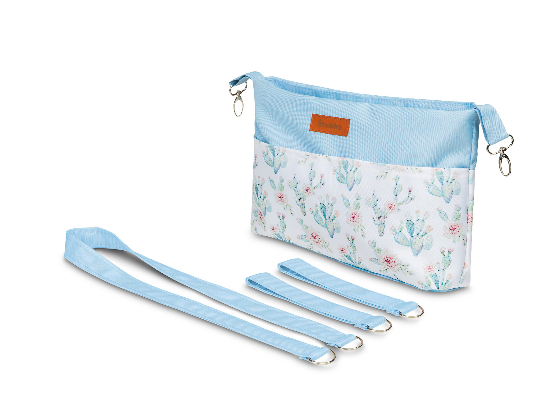 Stroller organizer – light blue cacti