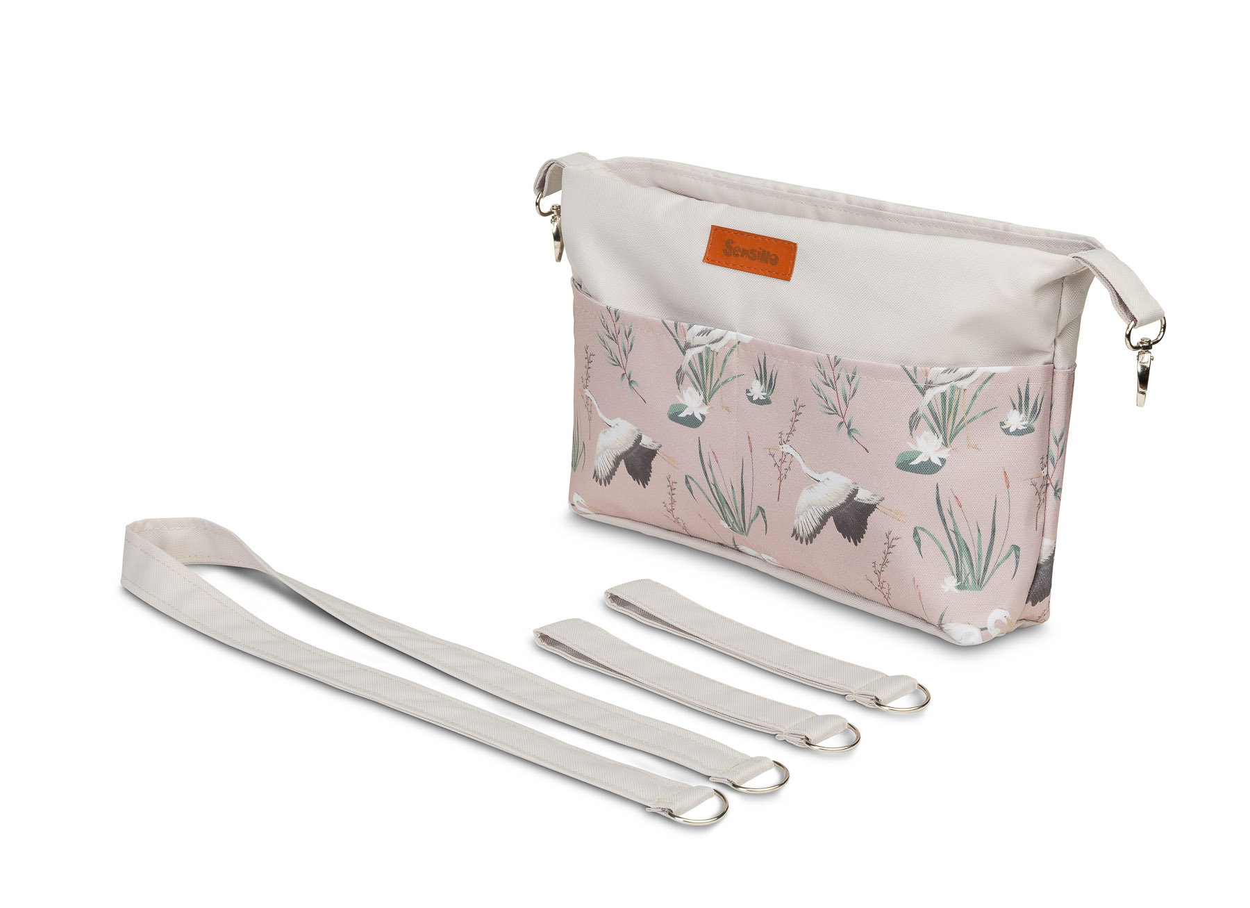 Stroller organizer – pink cranes