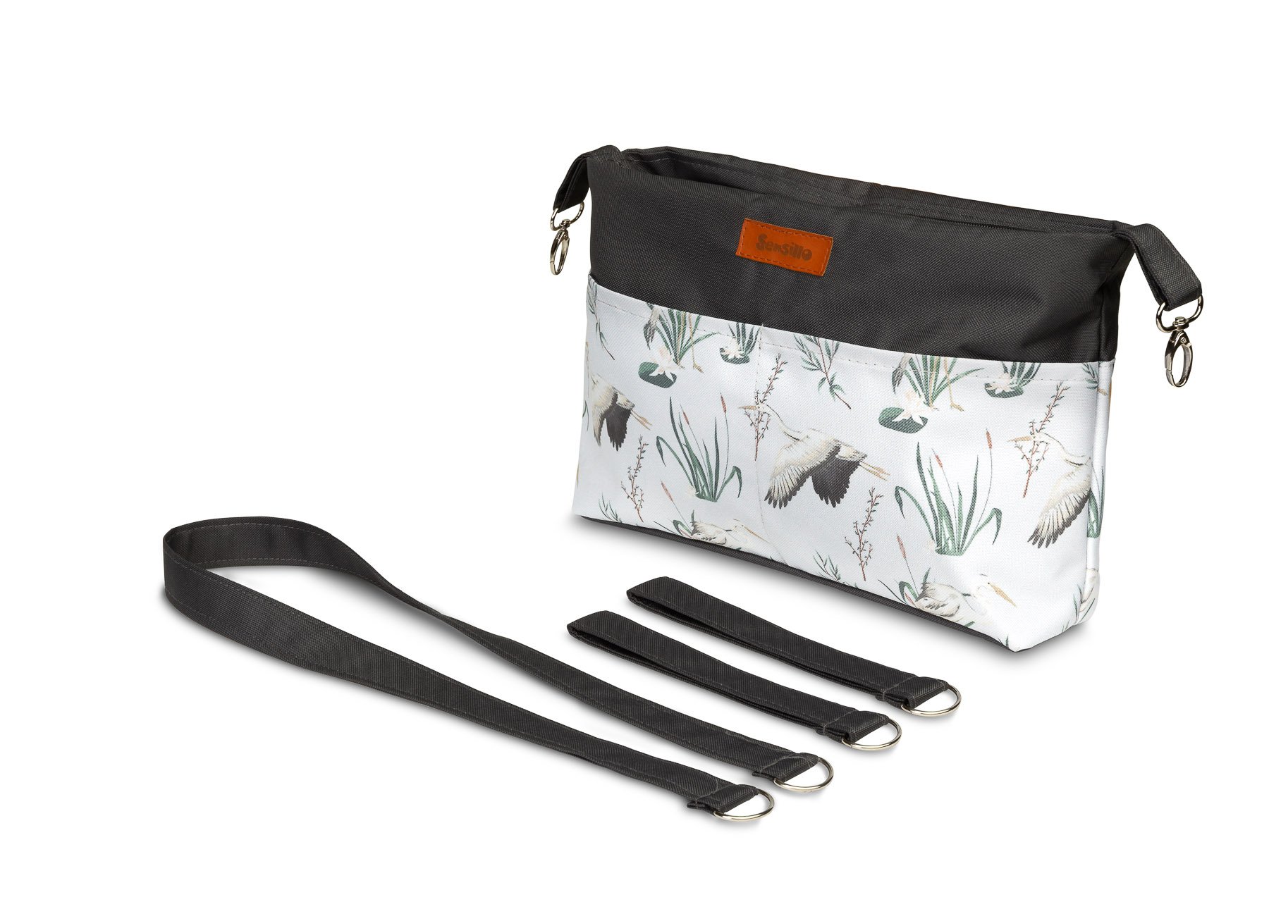 Stroller organizer – grey cranes