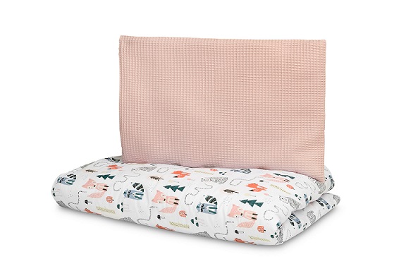 2-pieces 100×135 cm waffle – foxes pink