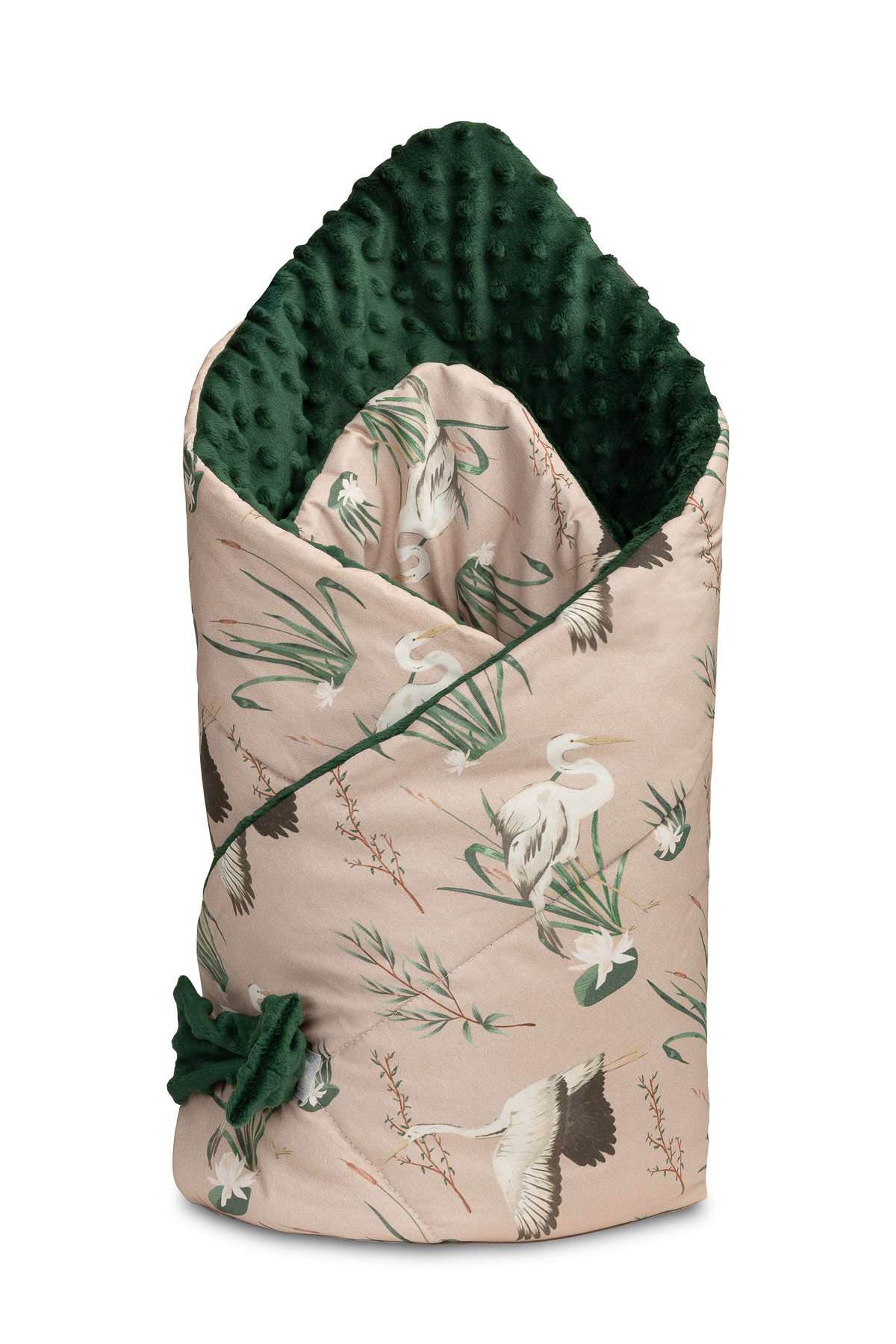 Minky Wrap – cranes beige/green