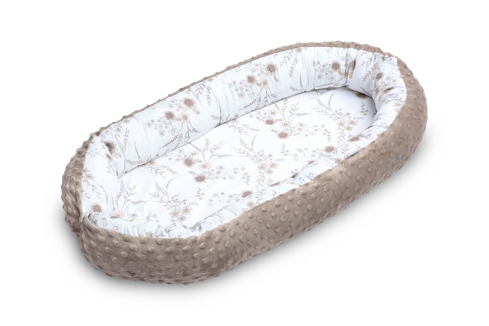 Baby nest Minky – LIGHT BROWN EMBROIDERY 70×30