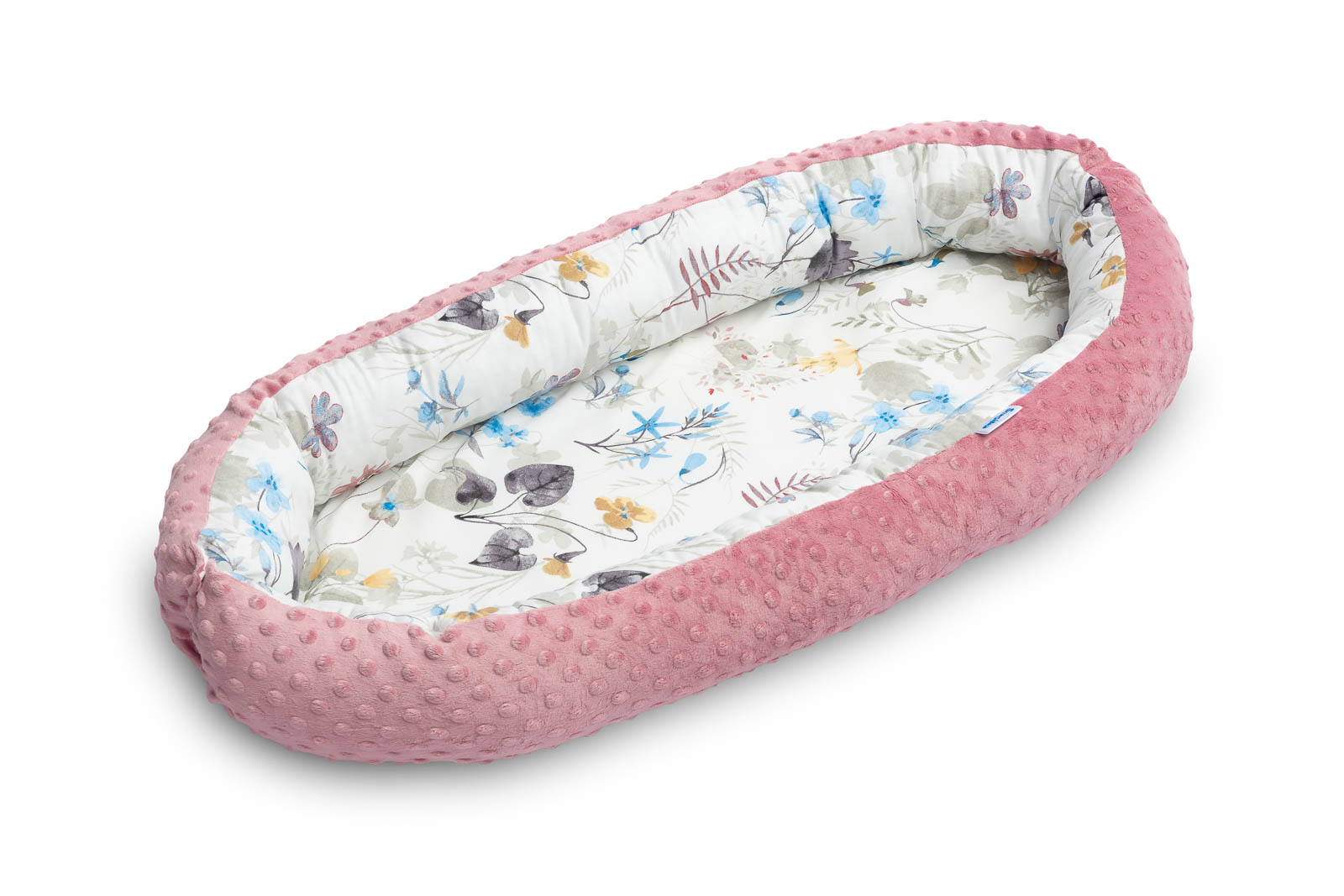 Baby nest Minky – RETRO PINK LEAVES 70×30
