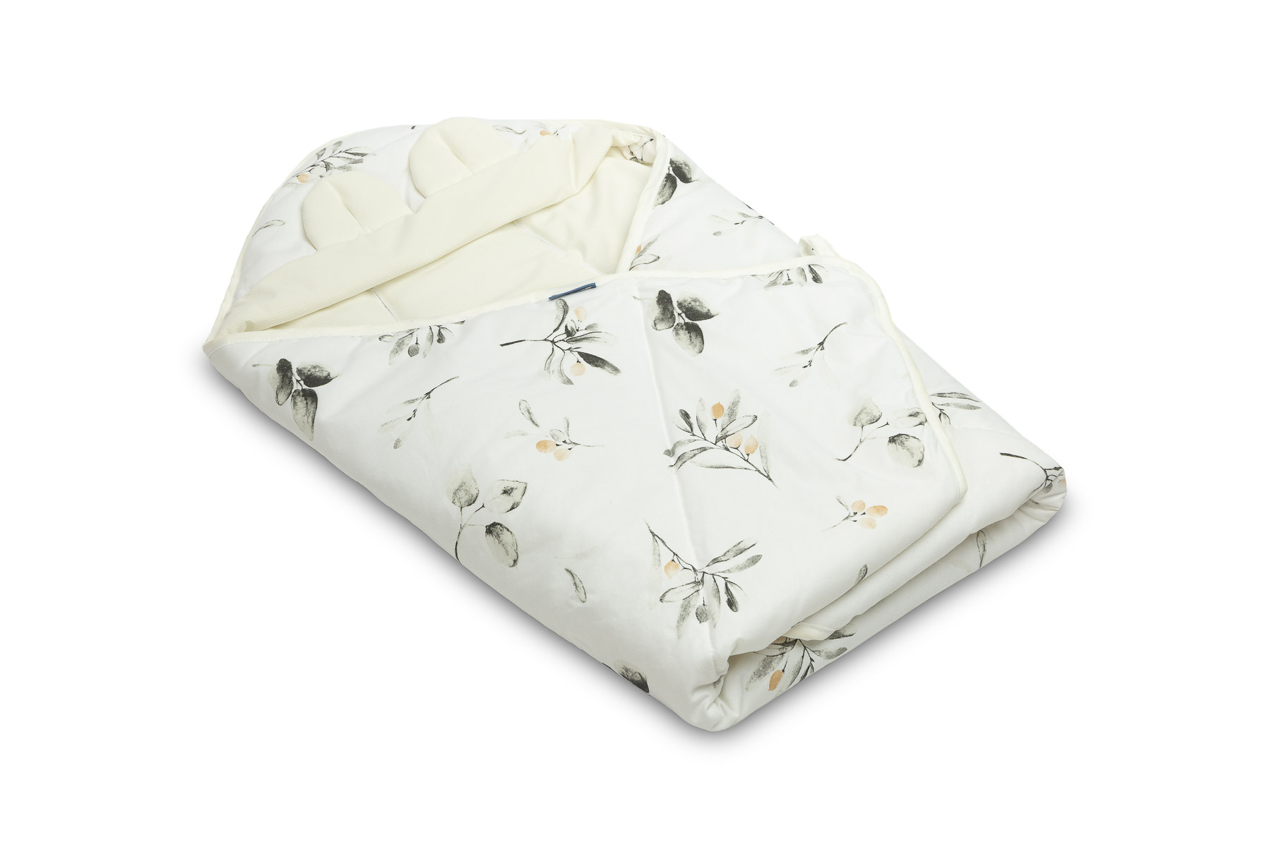 Velvet carry-cot swaddle blanket XL – Olive Creamy