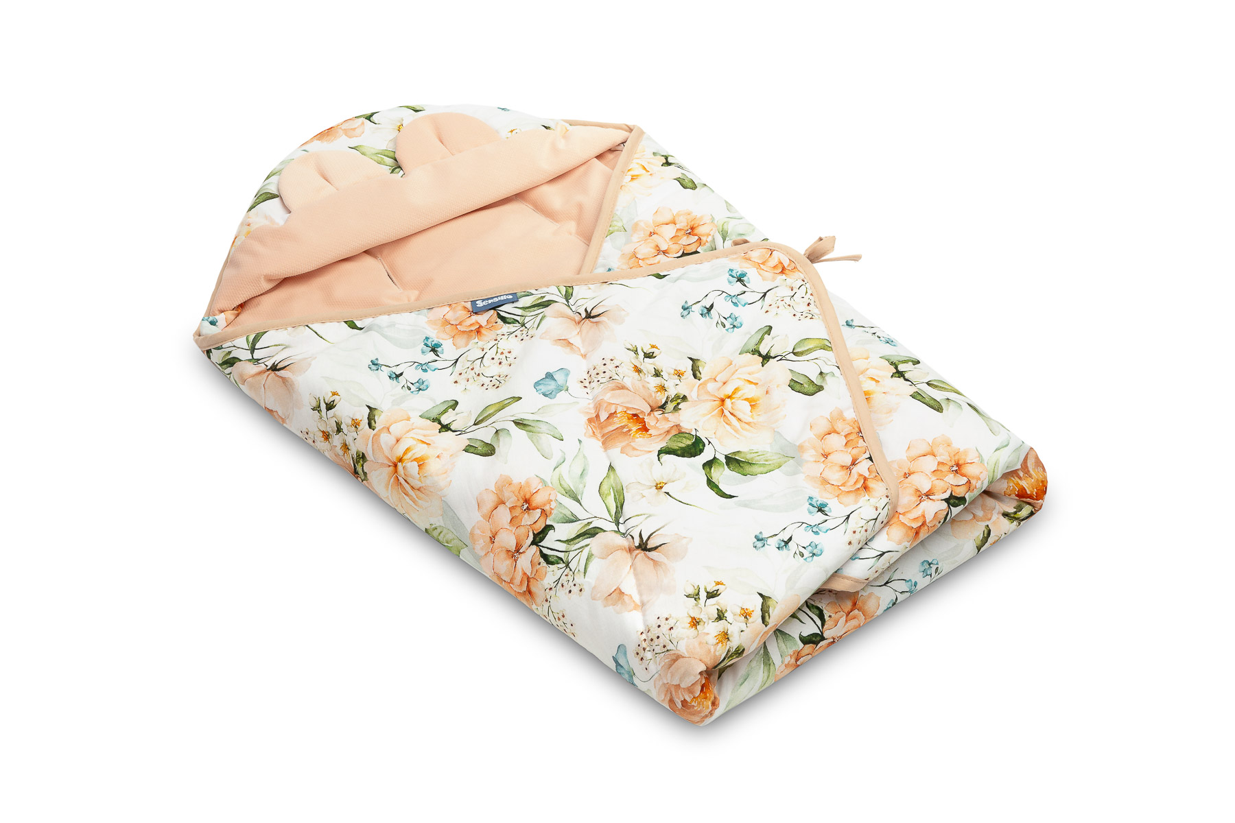 Velvet carry-cot swaddle blanket XL – Peony Peach