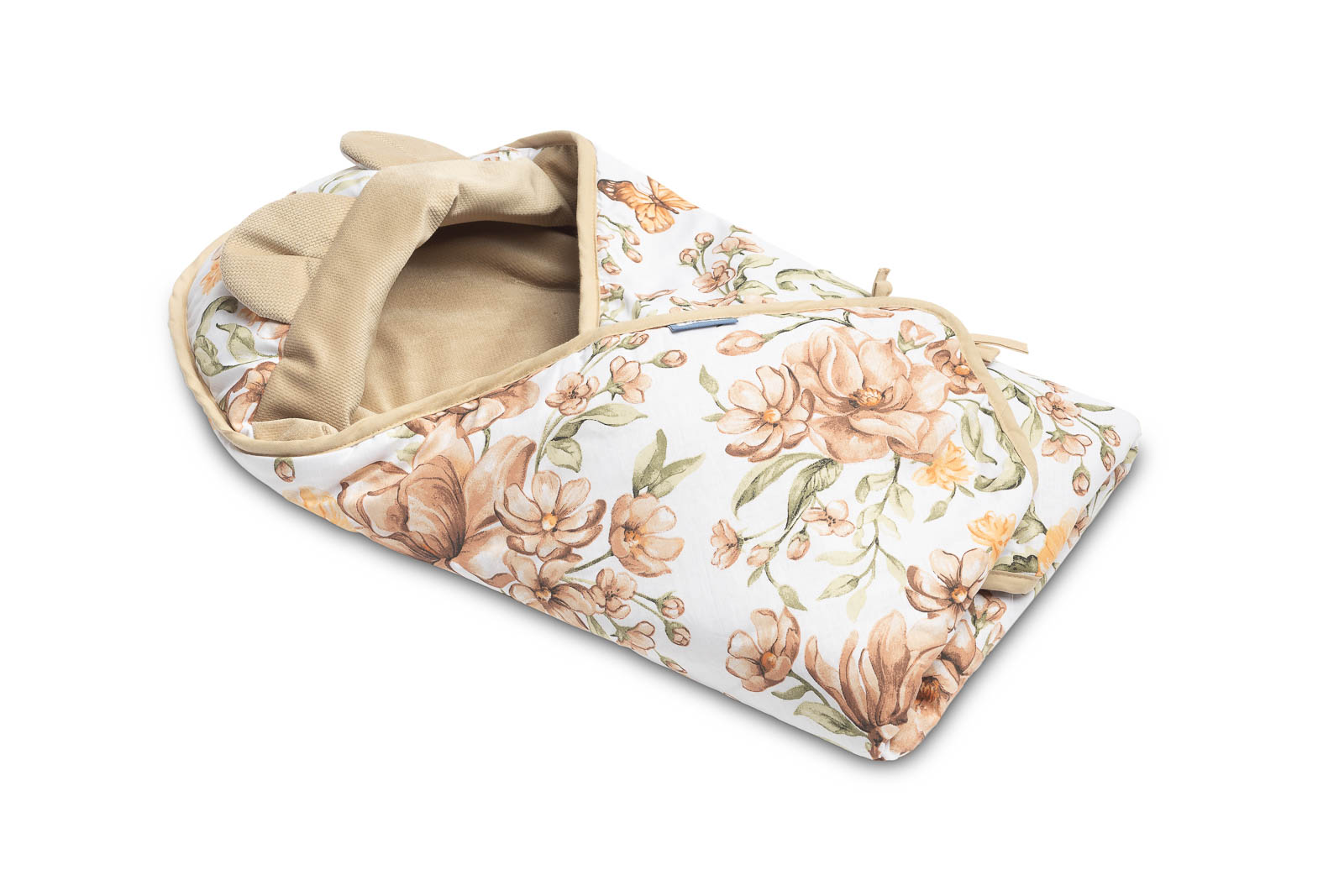 Velvet carry-cot swaddle blanket – Square Beige