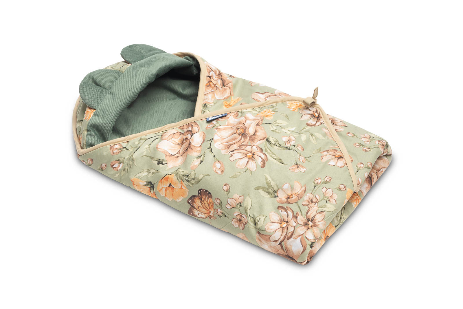 Velvet carry-cot swaddle blanket – Square Green