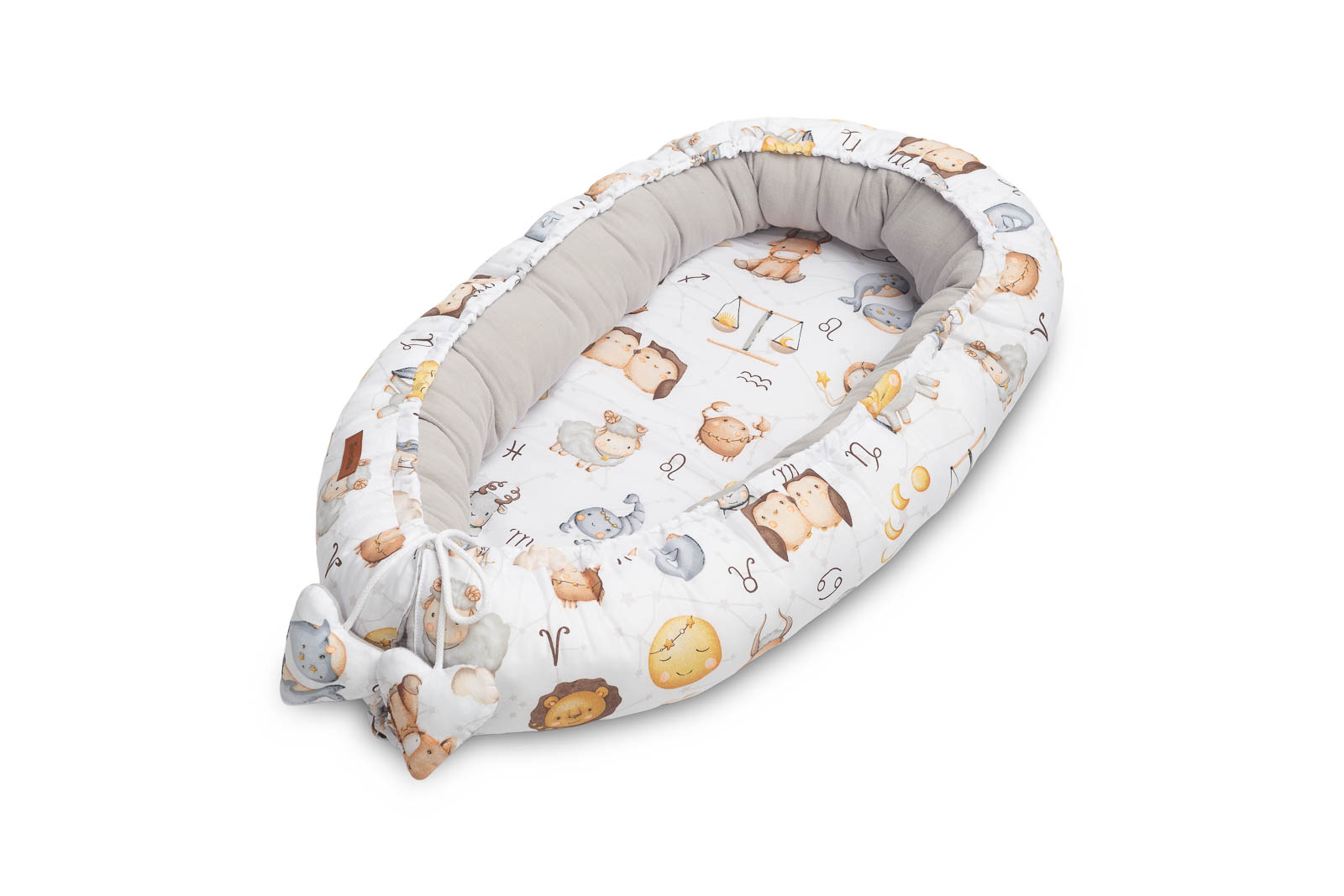 BABY NEST MUSLIN –  ZODIAC GREY 80×45