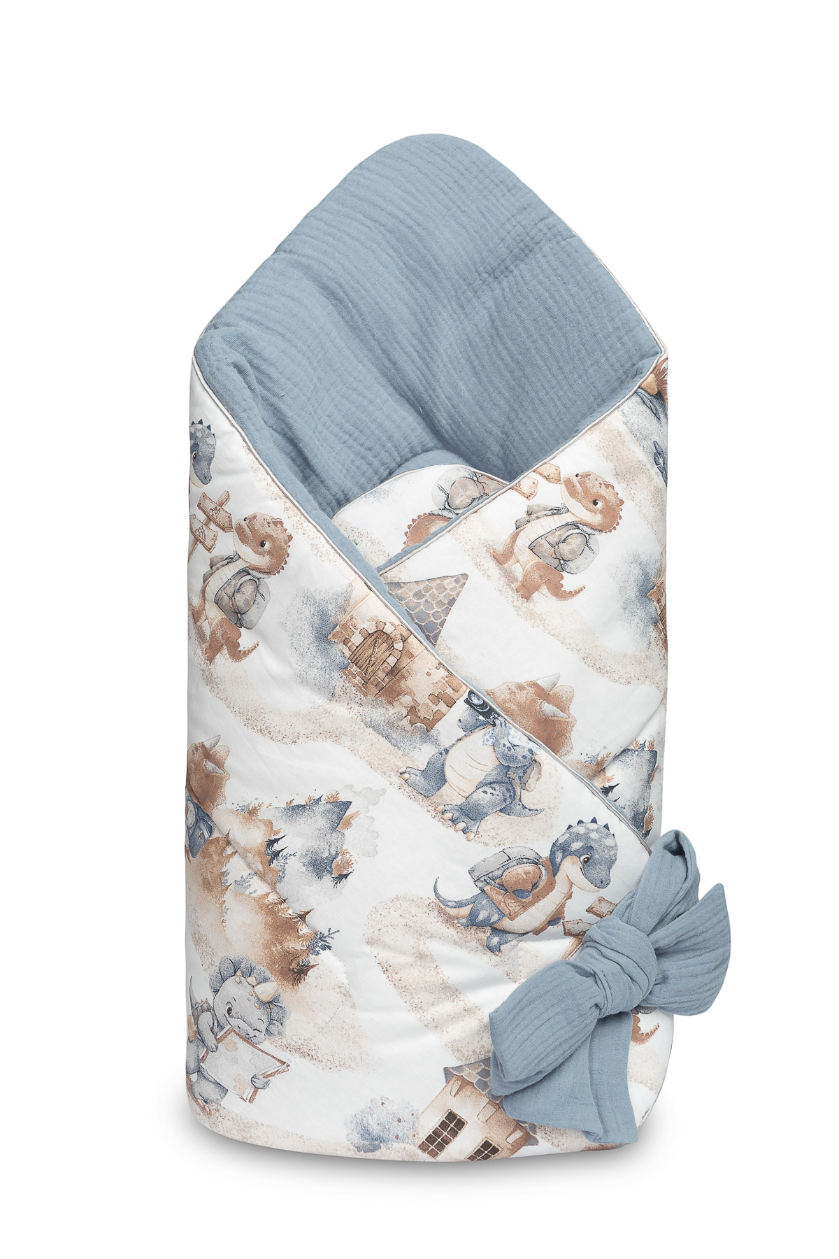 Muslin baby nest cone wrap 75×75 Jeans – Dragons