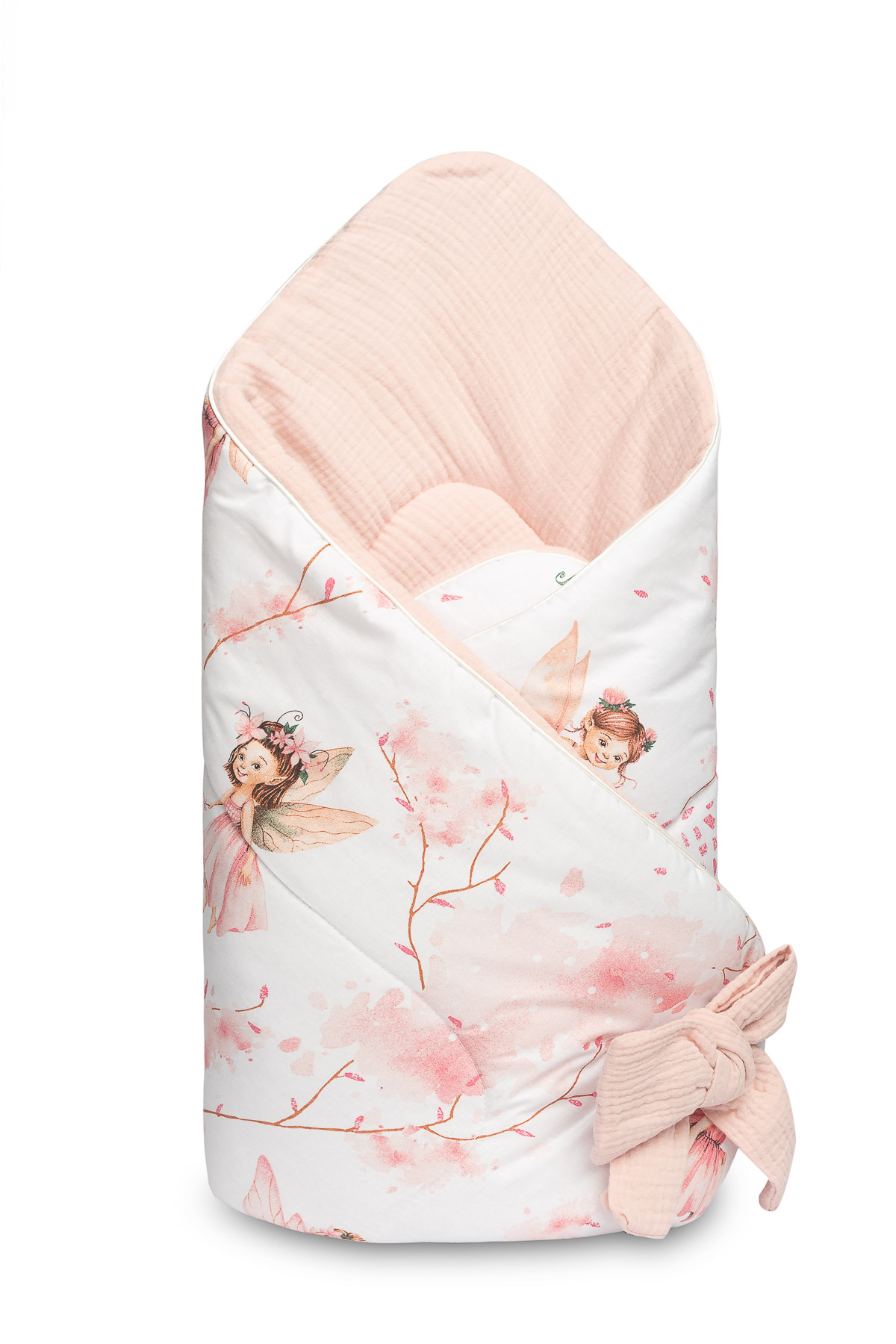 Muslin baby nest cone wrap 75×75 Pink – Fairy